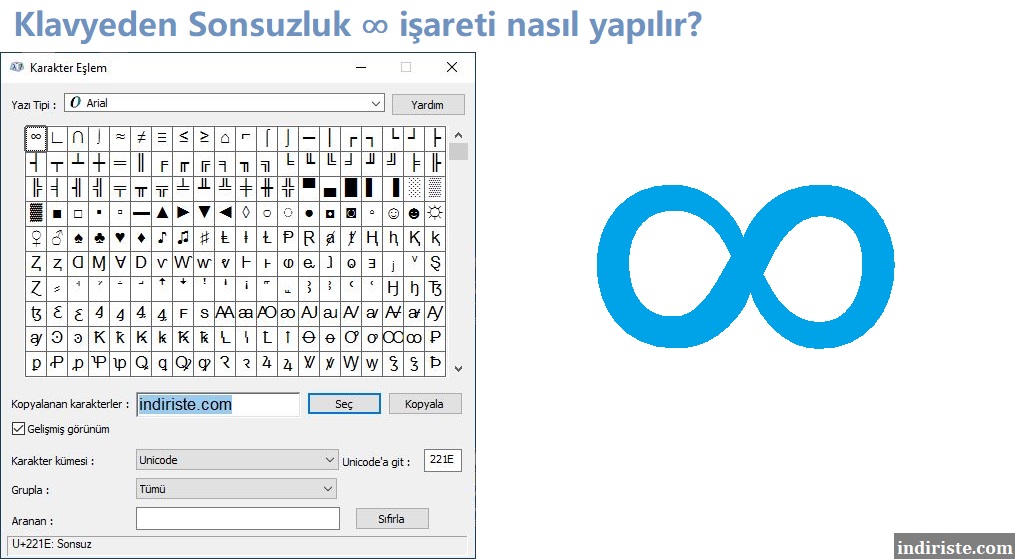 Klavyede sonsuzluk iareti nasl yaplr?